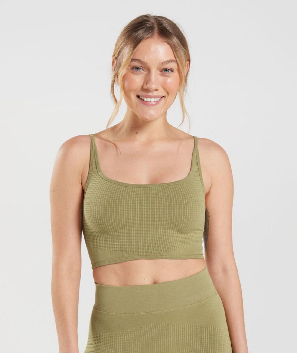 Gymshark Pause Seamless Bralette Ženske Sportski Grudnjak Zelene | HR 3437LIS